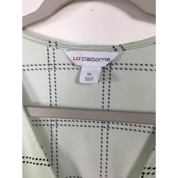 Liz Claiborne Faux Wrap Top Womens X-Large Short Sleeves Mint Green Office Work‎ - Picture 7 of 10